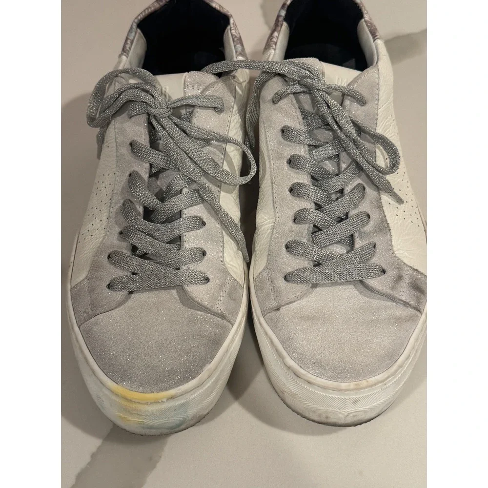 P448 John White Silver Glitter Paisley Low Top Sneakers‎ Made in Italy l 9/40